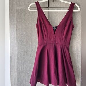 Lulu's Maroon Fit and Flare Mini Dress V-Neck Sleeveless